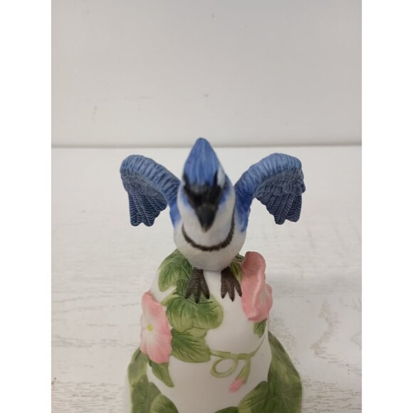 Vintage 2001 Avon Ceramic Blue Jay and Flower Bell Collectible Cottagecore - Picture 5 of 11